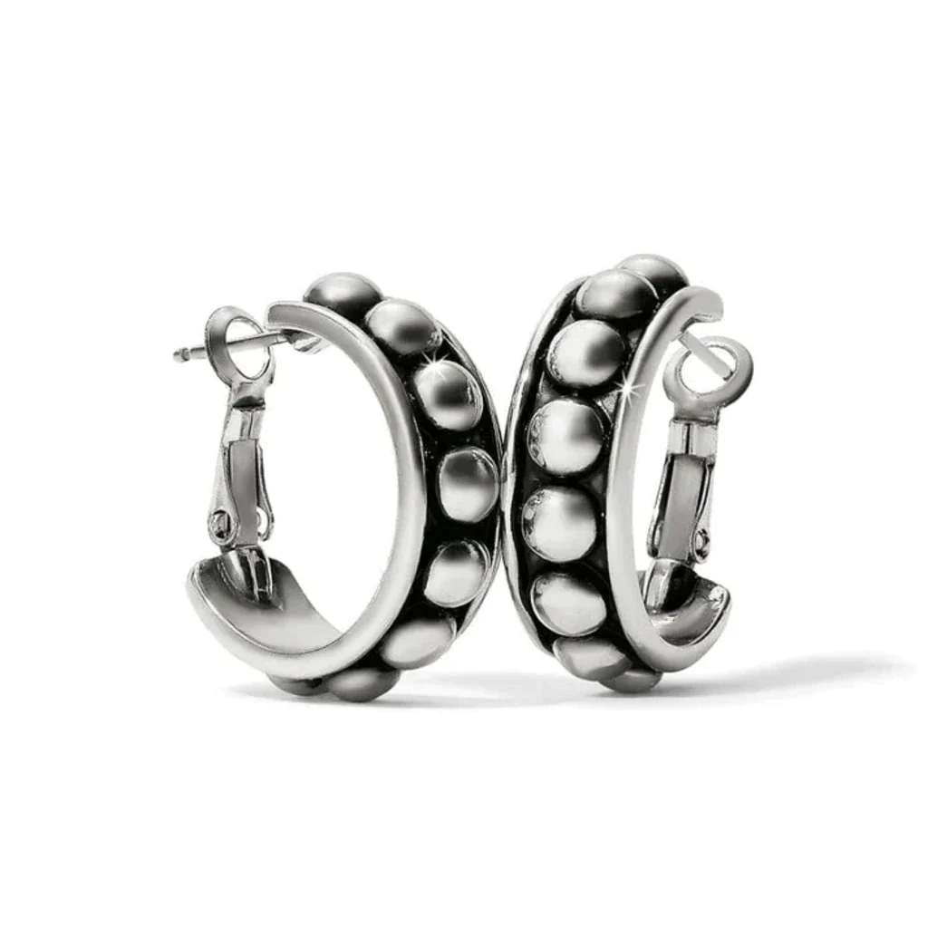 Brighton : Pretty Tough Stud Medium Leverback Hoop Earrings