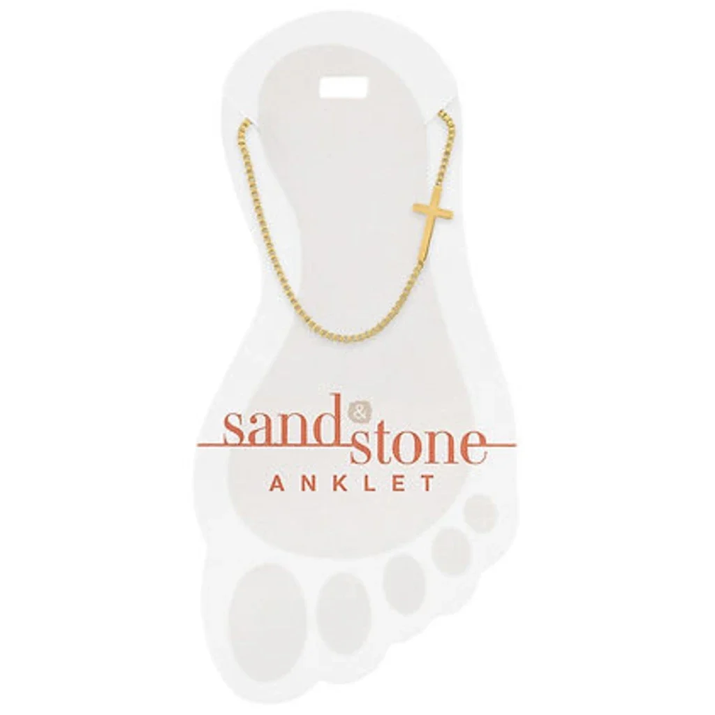 Center Court : Gold Cross Sand & Stone Anklet