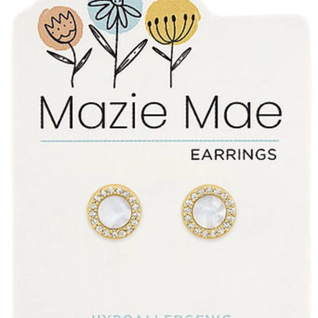Center Court : Gold Mother of Pearl Halo Stud Mazie Mae Earring