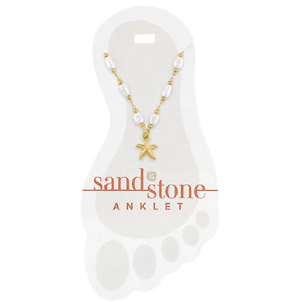 Center Court : Gold Starfish & Pearls Sand & Stone Anklet