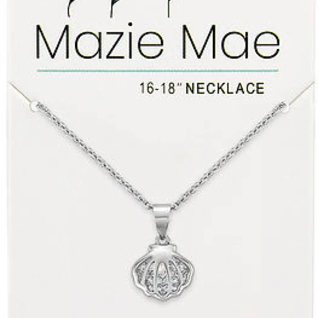 Center Court : Silver CZ Shell Mazie Mae Necklace