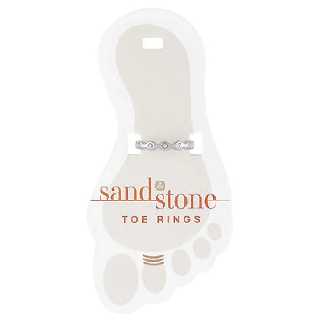 Center Court : Silver Floating CZ Band Sand & Stone Toe Ring