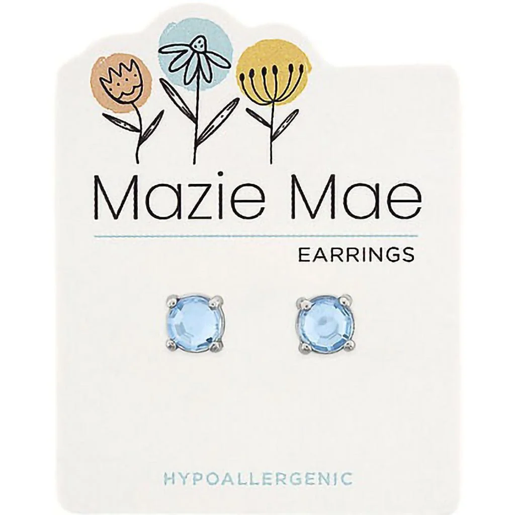 Mazie Mae : Silver Light Saphire Solitaire Stud Earring
