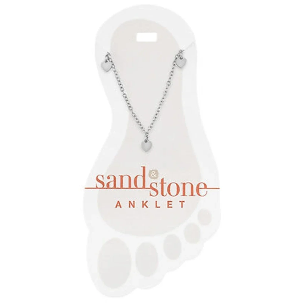 Center Court : Silver Multi Heart Dangle Sand & Stone Anklet