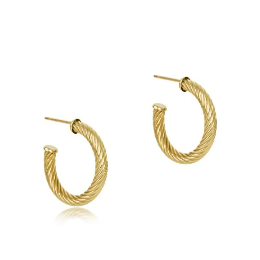 enewton design : Round Gold 1.25" Post Hoop 4mm Textured Twist Earing