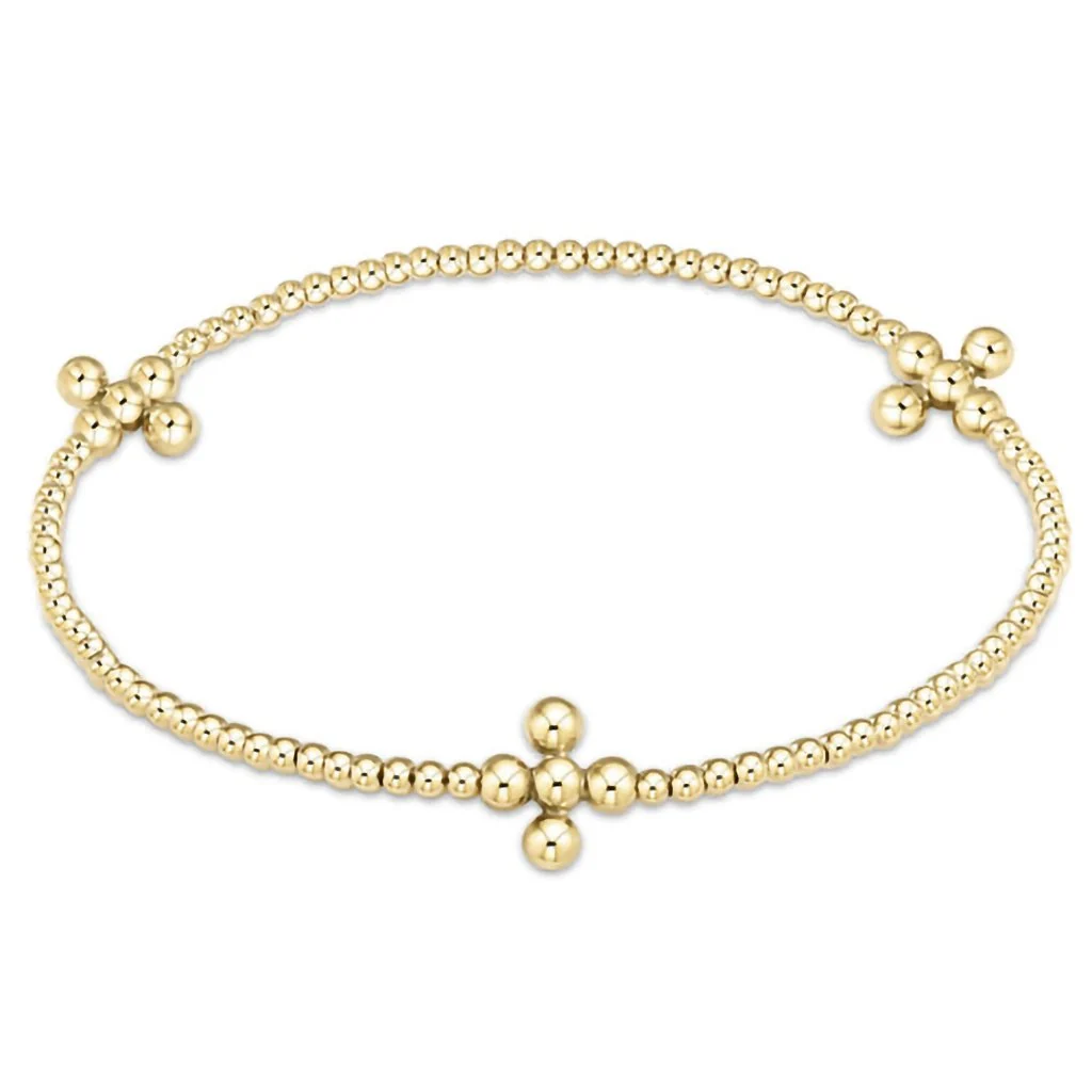 enewton design : Signature Cross Gold Pattern 2mm Bead Bracelet 6.25"- Gold