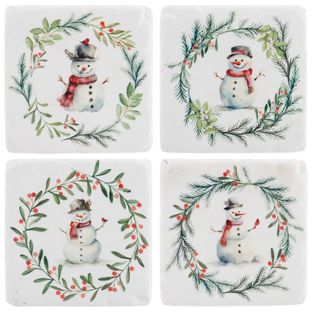 Ganz : Snowman with Wreath Coaster (4 pc. Set)