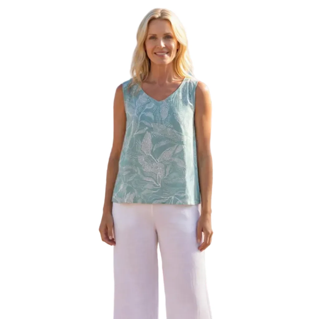 Habitat Clothes : Regatta Rayon Leaves Resort Tank - Mint