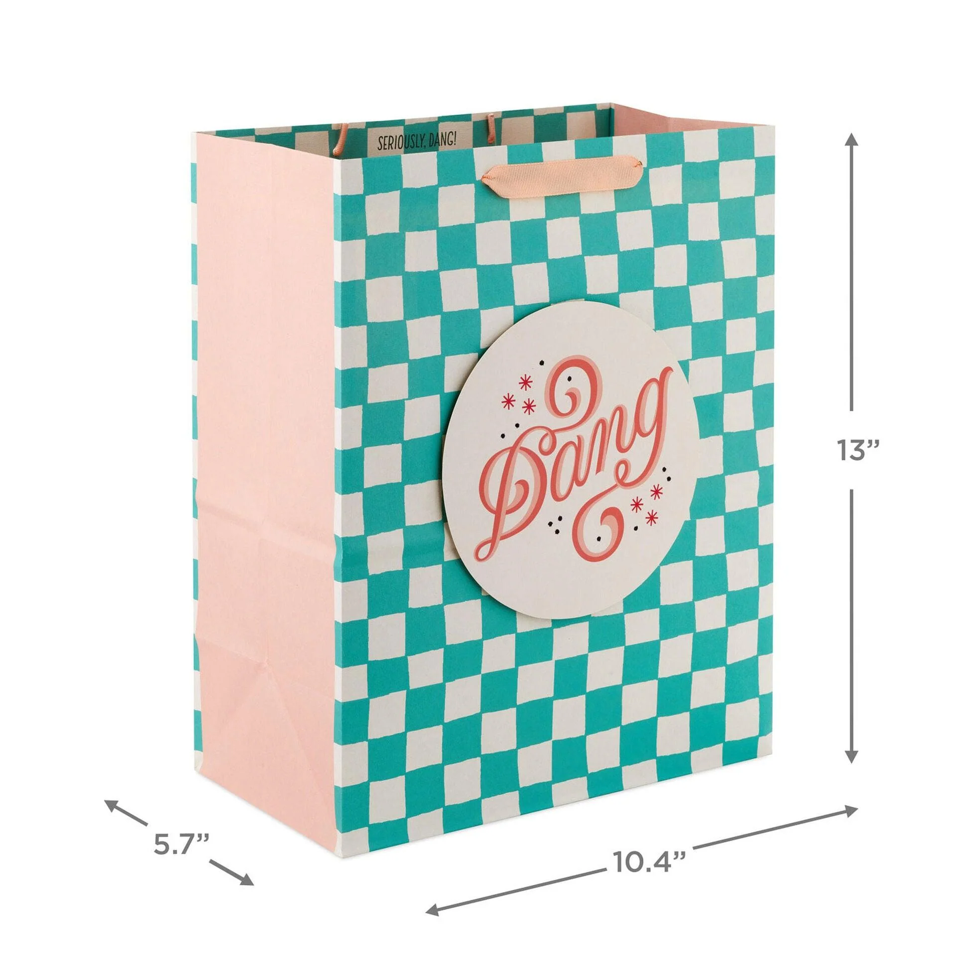 Hallmark : 13" “Dang” Green Check Large Gift Bag - Image 3