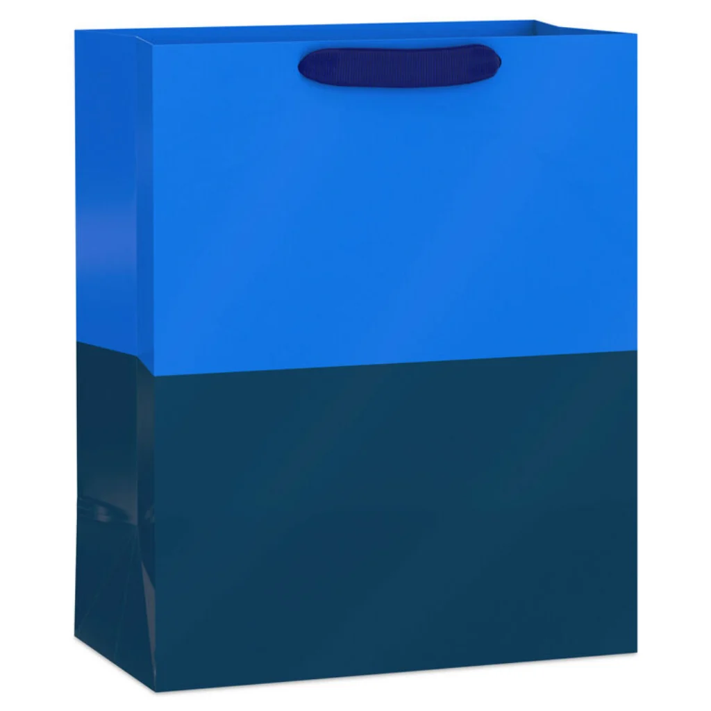 Hallmark : 13" Navy Blue and Cobalt Color Block Large Gift Bag - Image 6