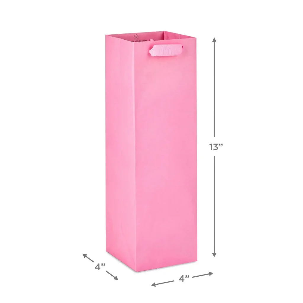 Hallmark : 13" Solid Pink Wine Gift Bag - Image 2