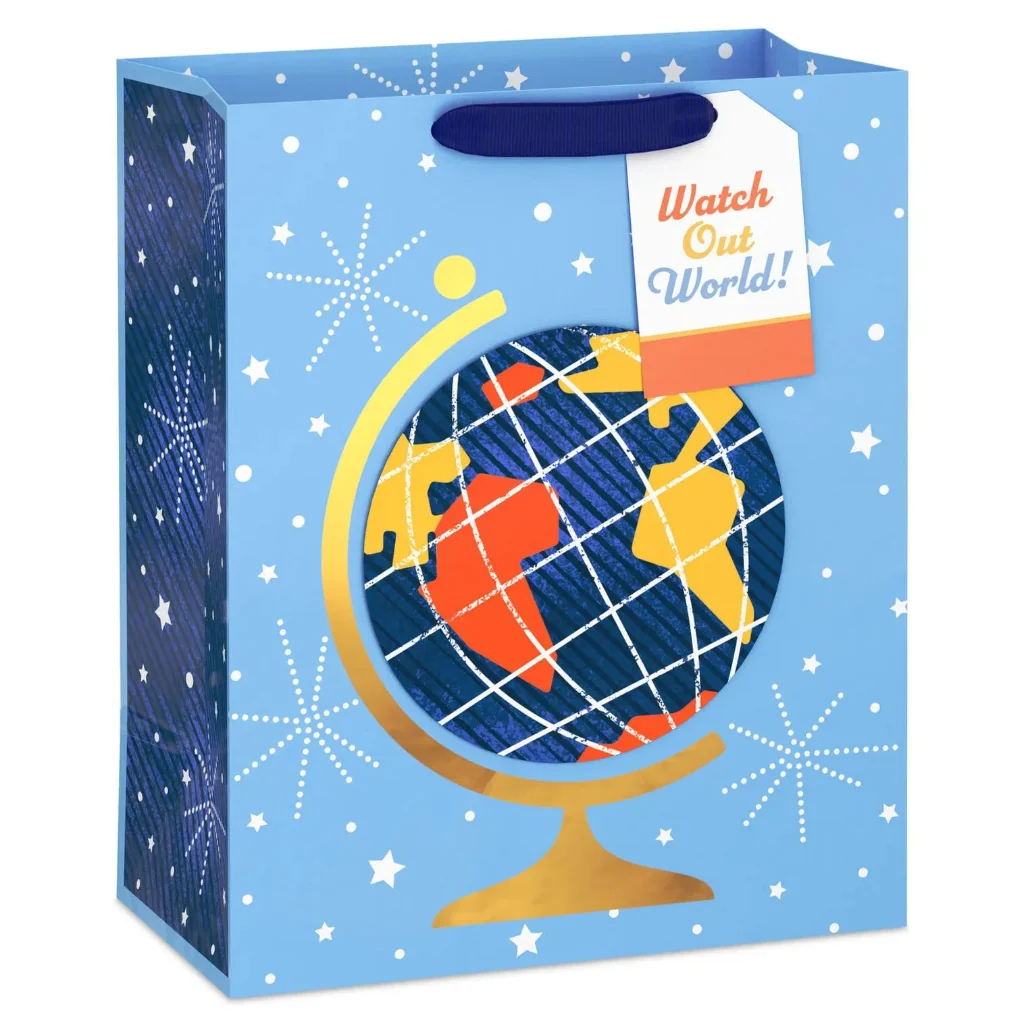 Hallmark : 13" Watch Out World Globe Large Graduation Gift Bag