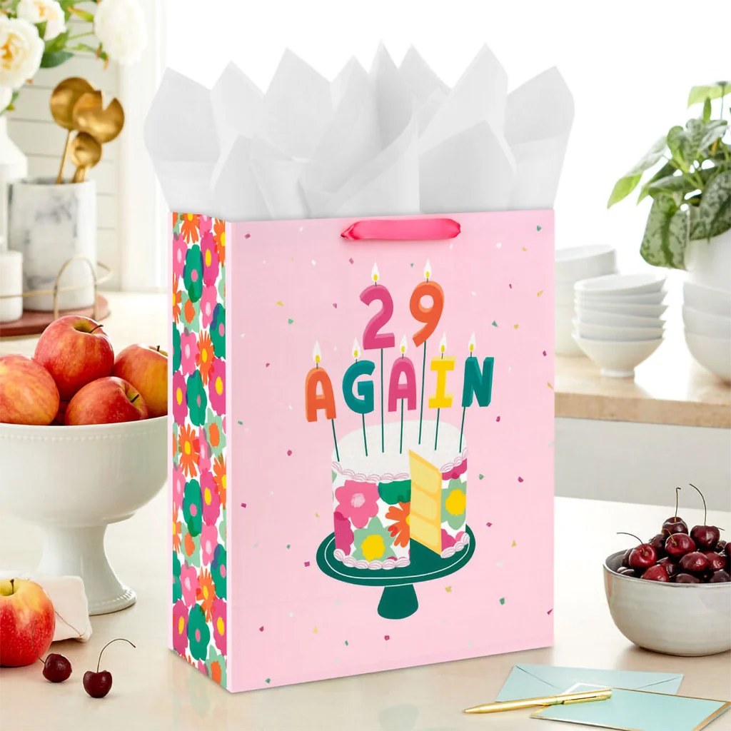 Hallmark : 15.5" 29 Again Cake and Candles Extra-Large Birthday Gift Bag