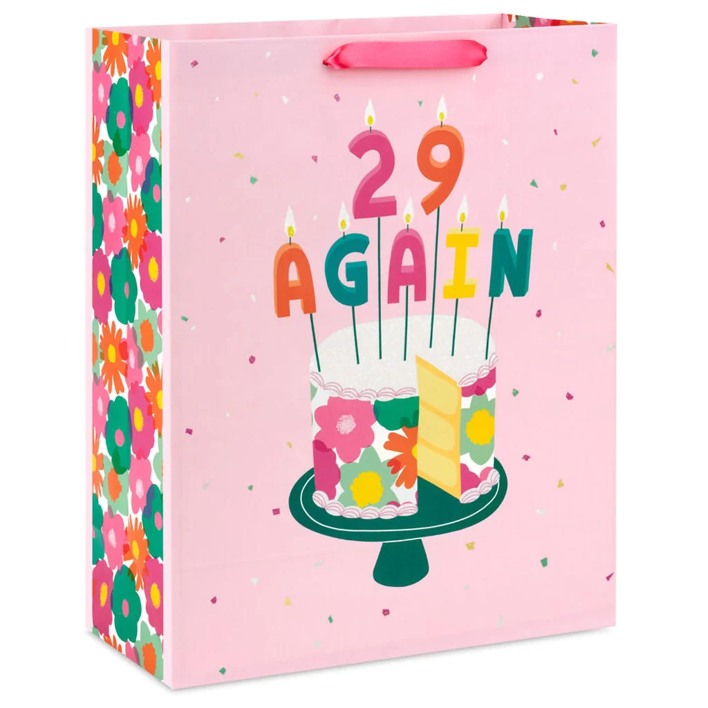Hallmark : 15.5" 29 Again Cake and Candles Extra-Large Birthday Gift Bag - Image 2
