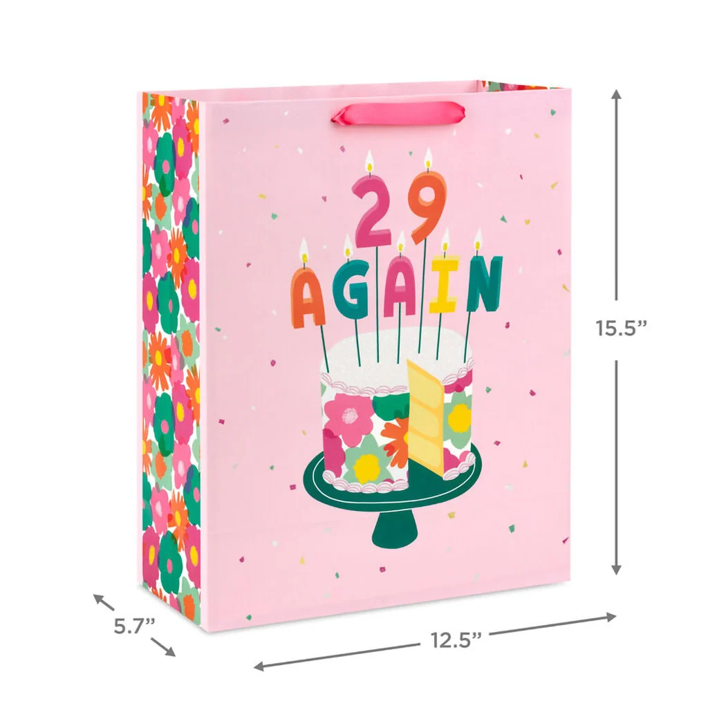 Hallmark : 15.5" 29 Again Cake and Candles Extra-Large Birthday Gift Bag - Image 3