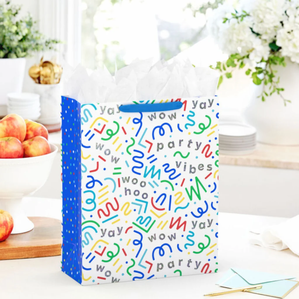 Hallmark : 15.5" Colorful Squiggles and Party Vibes Extra-Large Gift Bag - Image 2