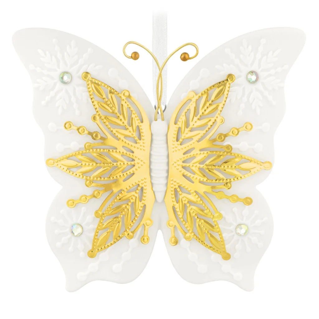 Hallmark : 2026 Keepsake 10th Anniversary Brilliant Butterflies Porcelain and Metal Ornament (54) - Image 2