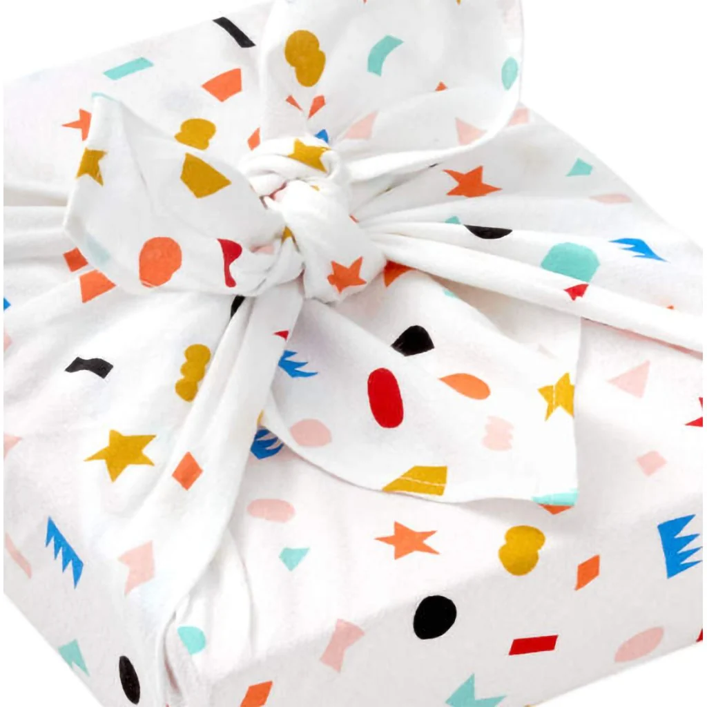 Hallmark : 26" Geometric Confetti on Cream Fabric Gift Wrap - Image 3