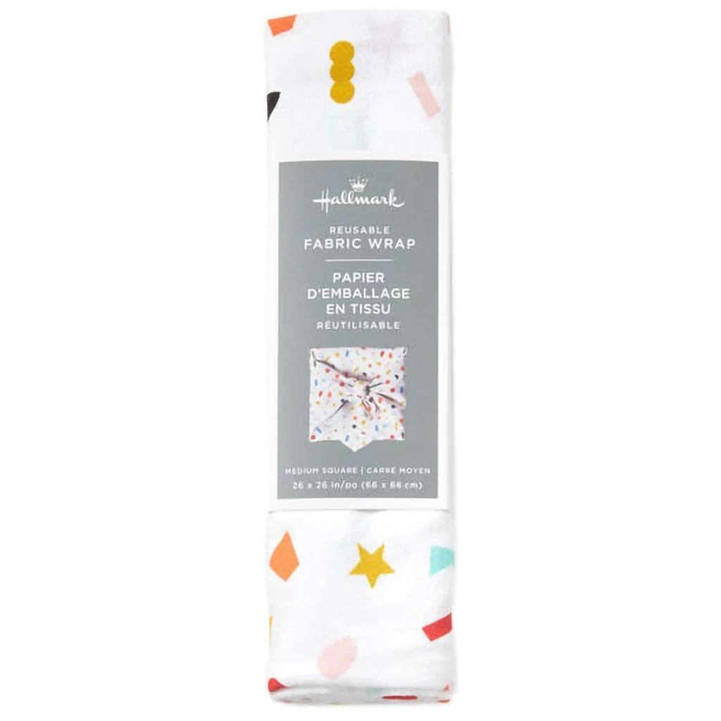 Hallmark : 26" Geometric Confetti on Cream Fabric Gift Wrap - Image 5