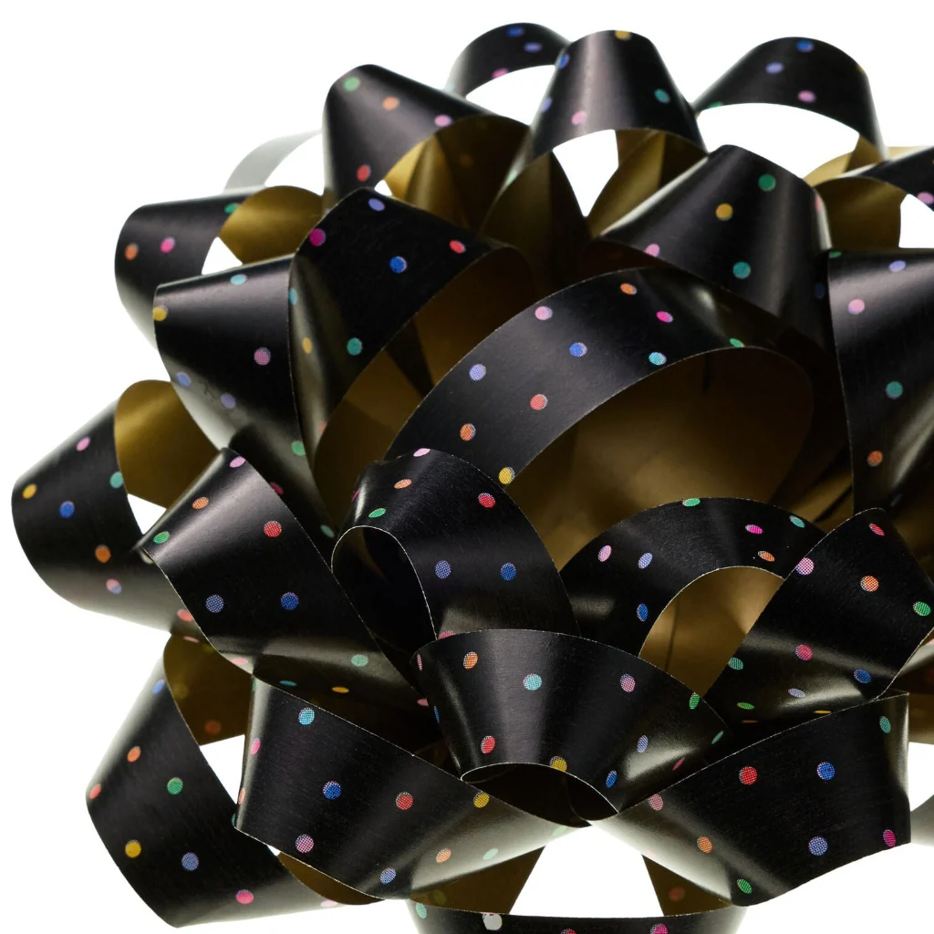 Hallmark : 4.6" Colorful Mini Dots on Black Gift Bow - Image 4