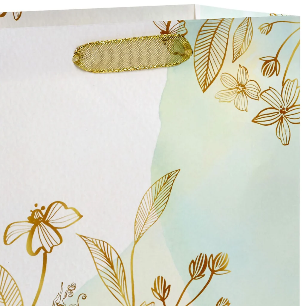 Hallmark : 9.6" Gold Wildflowers Medium Gift Bag - Image 4