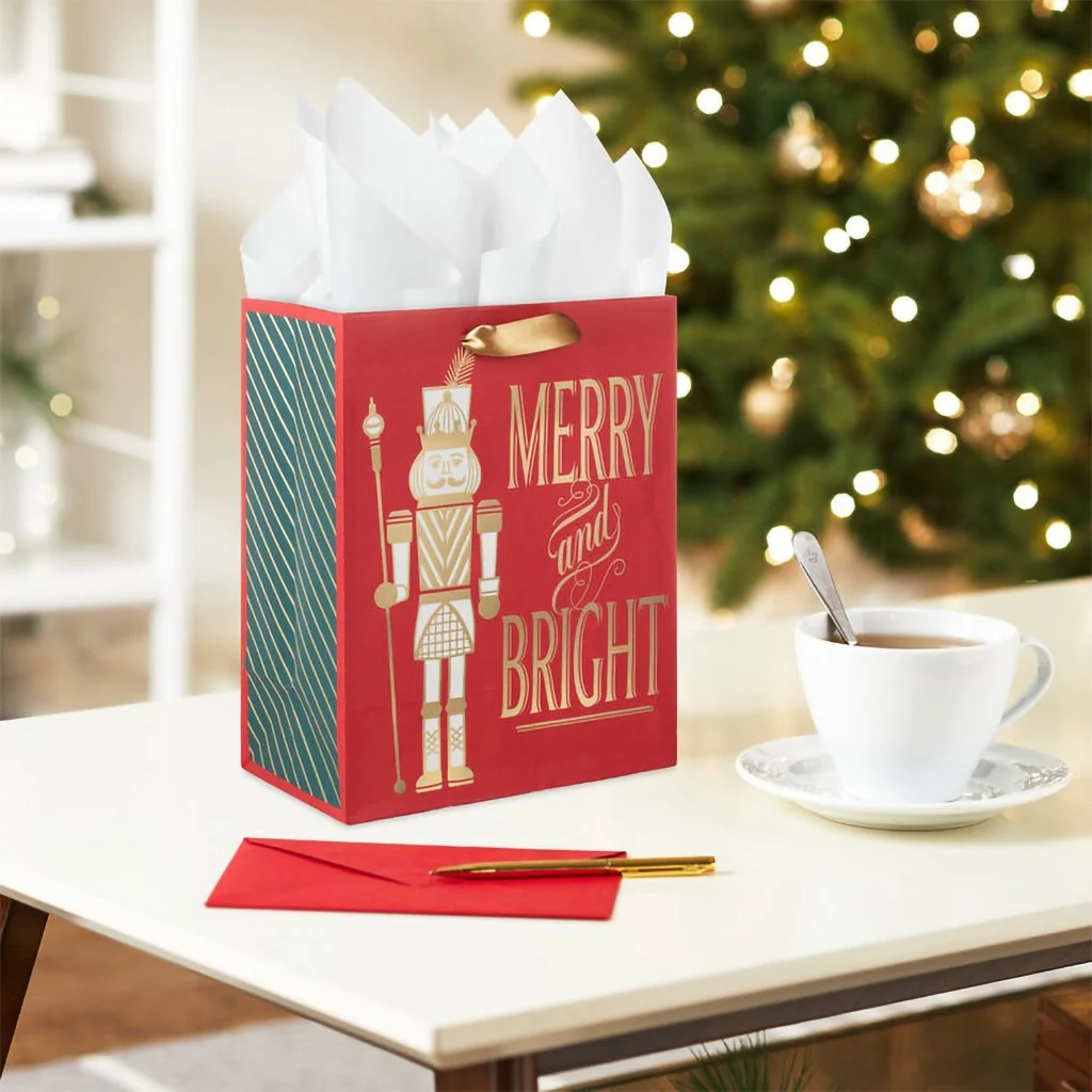 Hallmark : 9.6" Nutcracker on Red Medium Christmas Gift Bag - Image 2