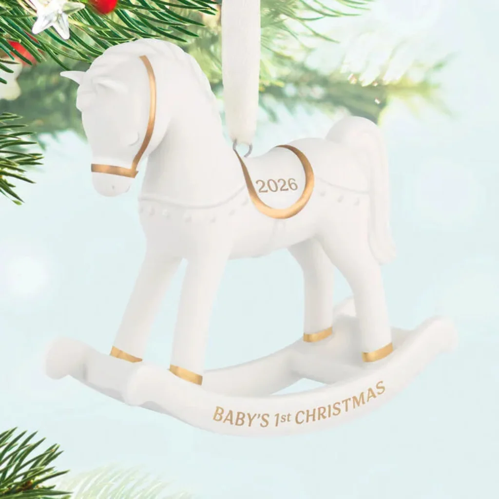 Hallmark : 2026 Keepsake Baby's First Christmas Rocking Horse Porcelain Ornament (31)