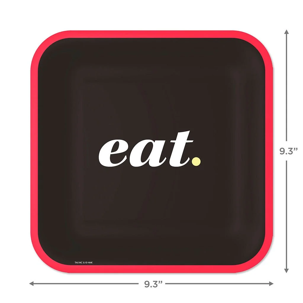 Hallmark : Black and Red "Eat" Square Dinner Plates, Set of 8 - Image 3