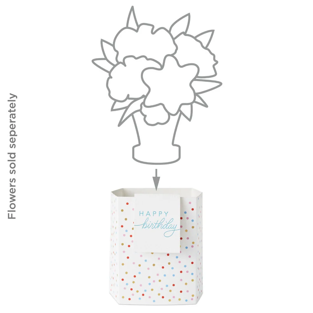 Hallmark : Build-a-Bouquet Gold Polka Dots Pop-Up Paper Vase With Mini Card - Image 8