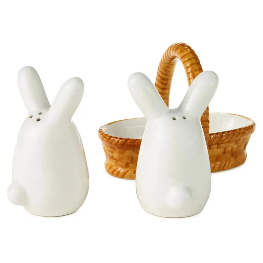 Hallmark : Bunnies in Basket Salt and Pepper Shaker Set