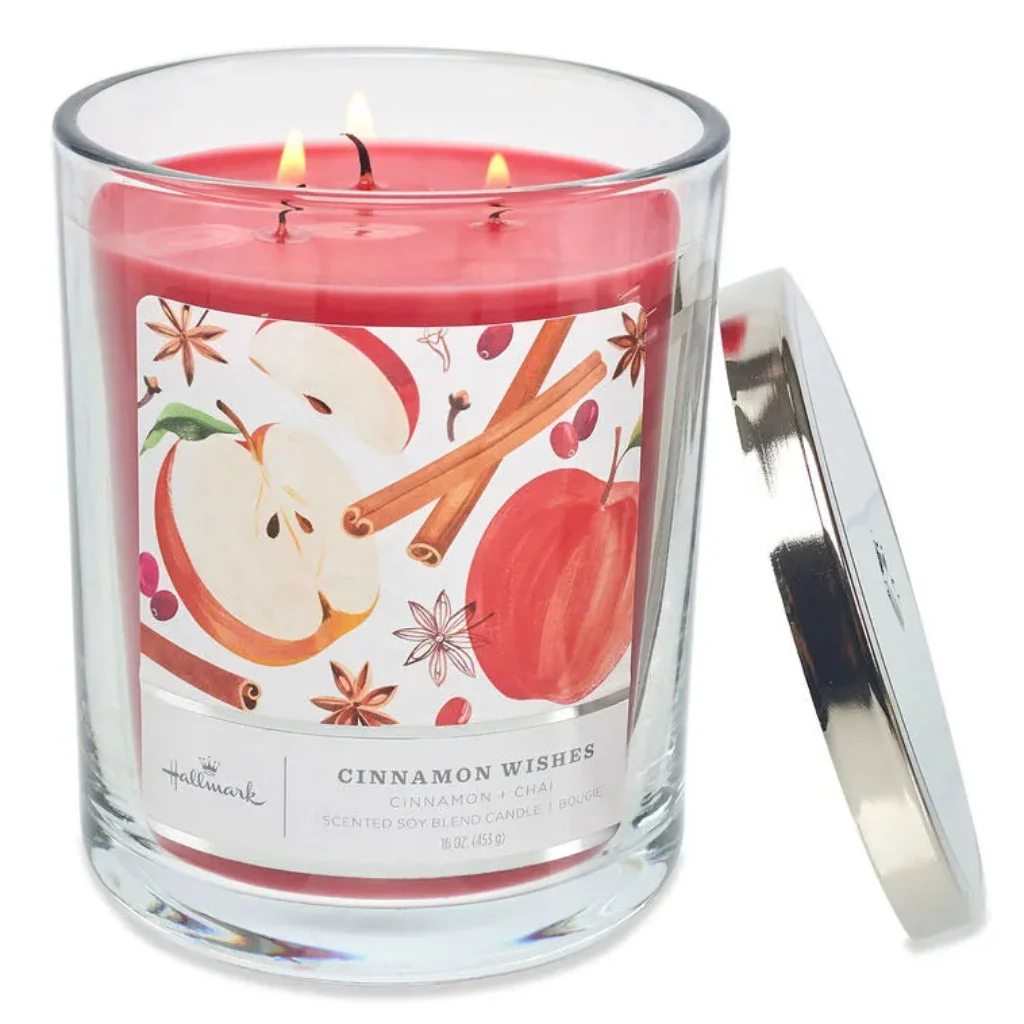 Hallmark : Cinnamon Wishes Scented, 3-Wick Jar Candle - Image 3
