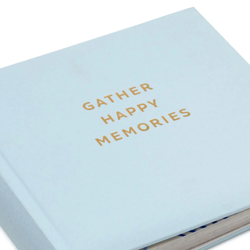 Hallmark : Gather Happy Memories Gold on Light Blue Linen Photo Album