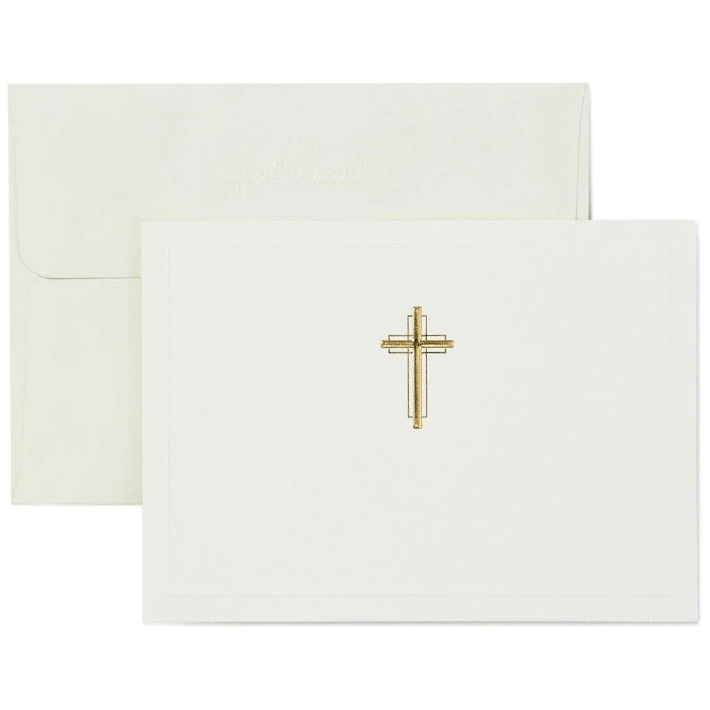 Hallmark : Gold Cross Religious Note Cards, Box of 20