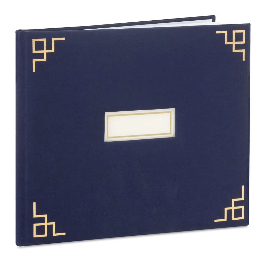 Hallmark : Gold on Navy Linen Customizable Guest Book