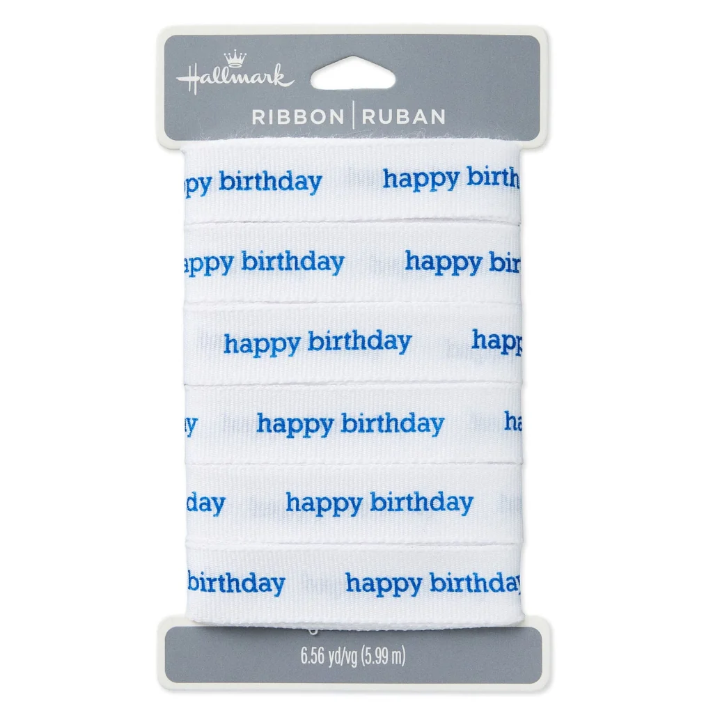 Hallmark : Happy Birthday White Grosgrain Ribbon, 19.6'