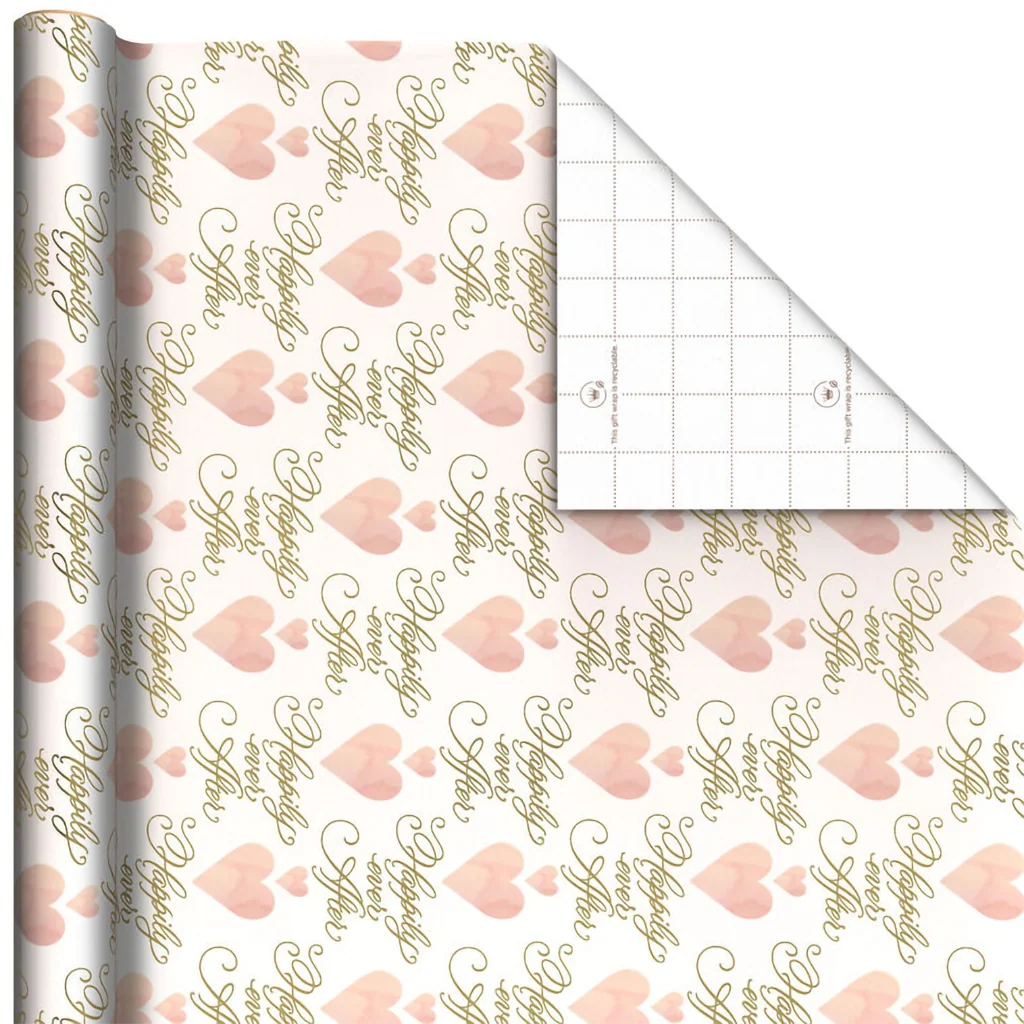 Hallmark : Hearts and Happily Ever After on Blush Wrapping Paper Roll, 20 sq. ft.