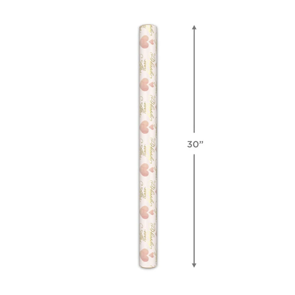 Hallmark : Hearts and Happily Ever After on Blush Wrapping Paper Roll, 20 sq. ft. - Image 4
