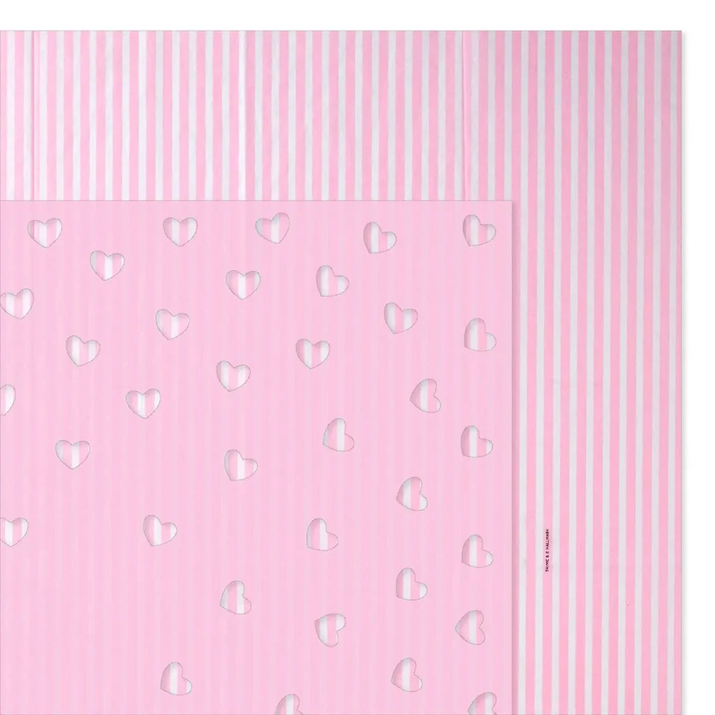 Hallmark : Pink Stripes and Pink With Cutout Hearts 2-Pack Tissue Paper, 4 sheets total - Image 4