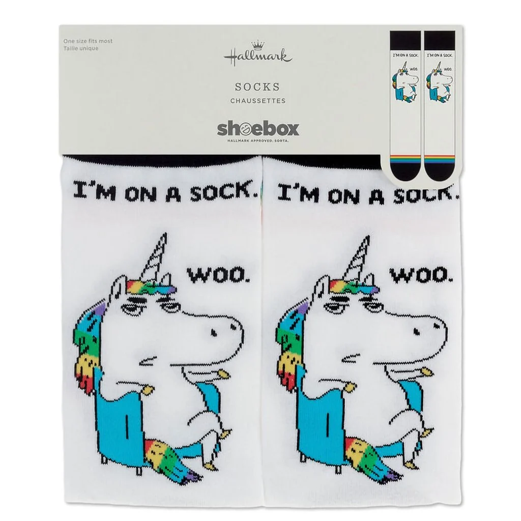 Hallmark : Shoebox Sarcastic Unicorn Funny Crew Socks - Image 2