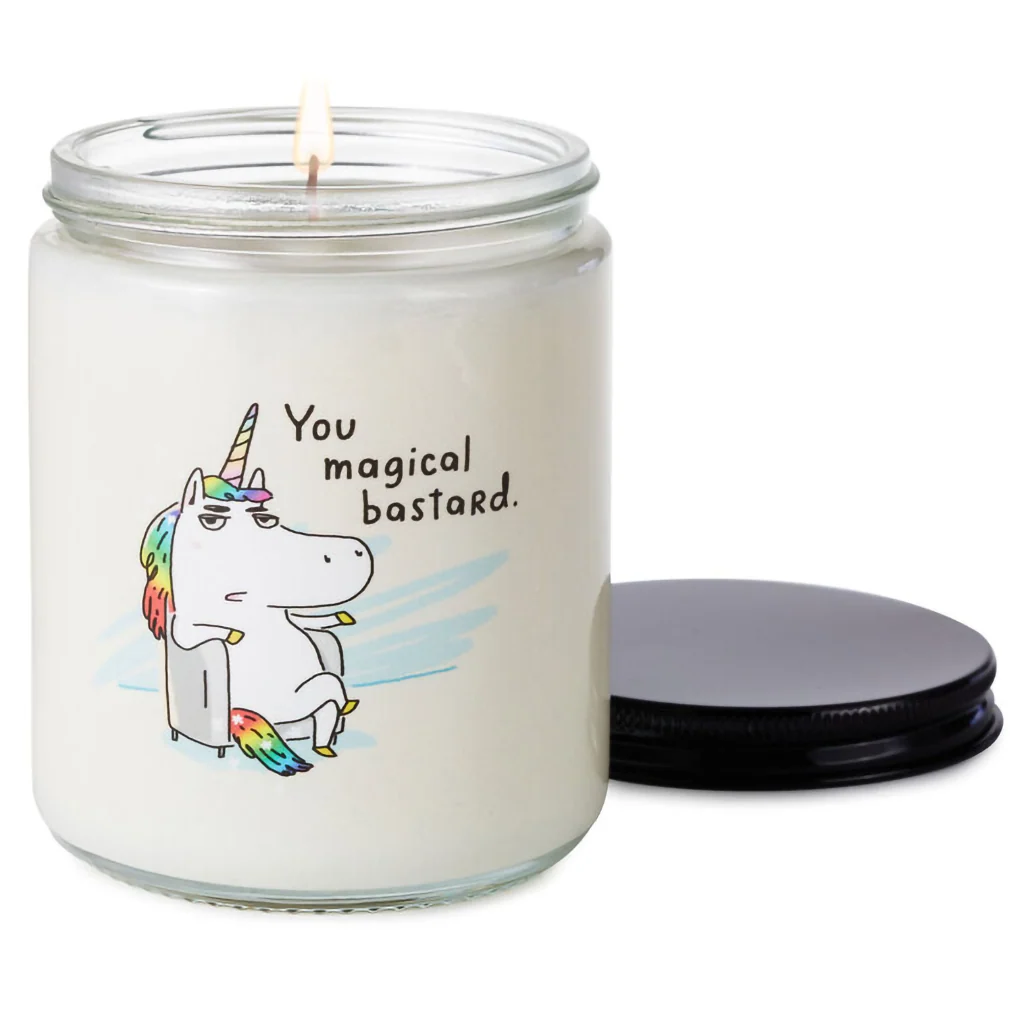 Hallmark : Unicorn You Magical Bastard Scented Single-Wick Jar Candle, 7 oz. - Image 2