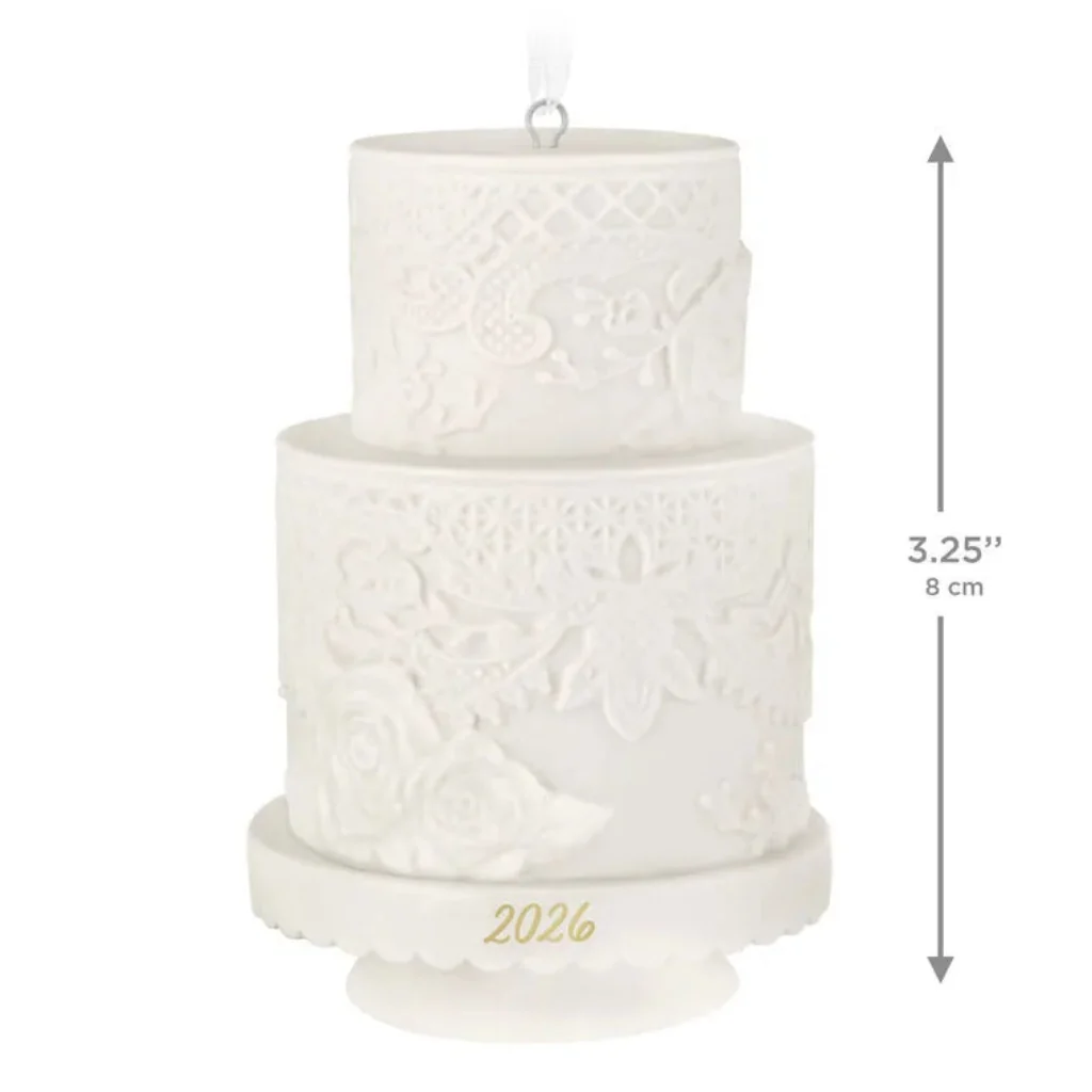 Hallmark : 2026 Keepsake Wedding Cake Porcelain Ornament (335) - Image 3