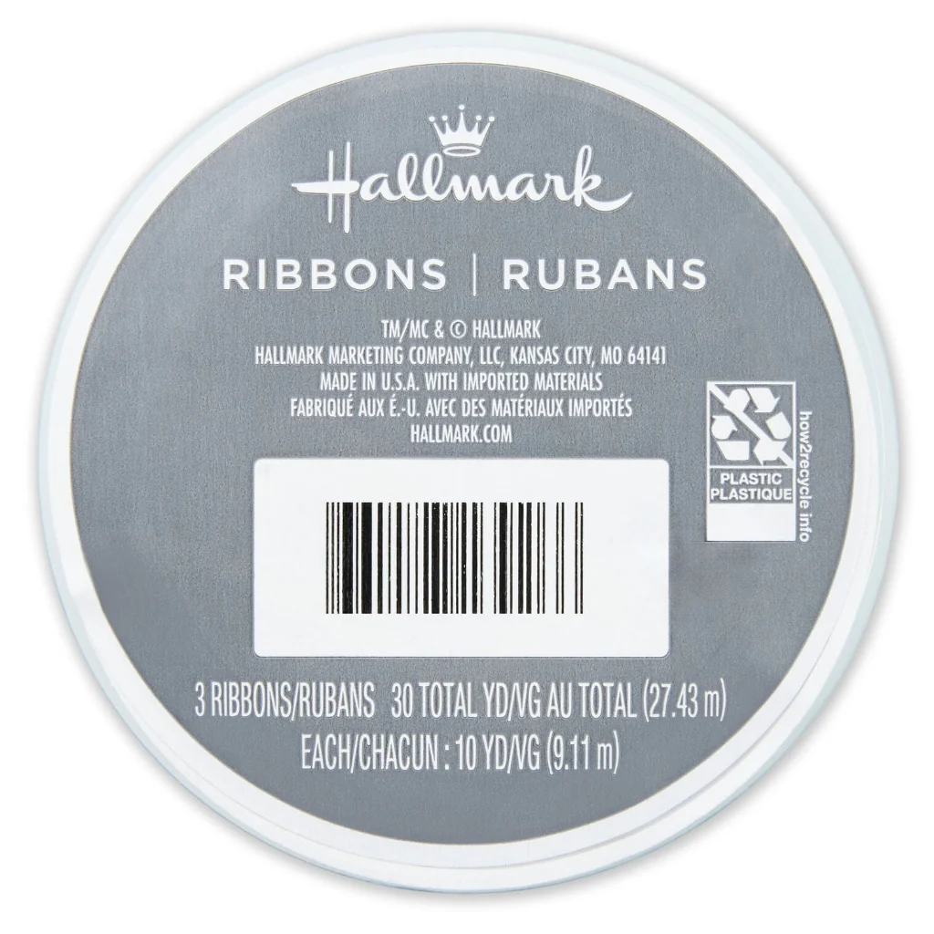 Hallmark : White/Matte Silver/Metallic Black 3-Pack Curling Ribbon - Image 2