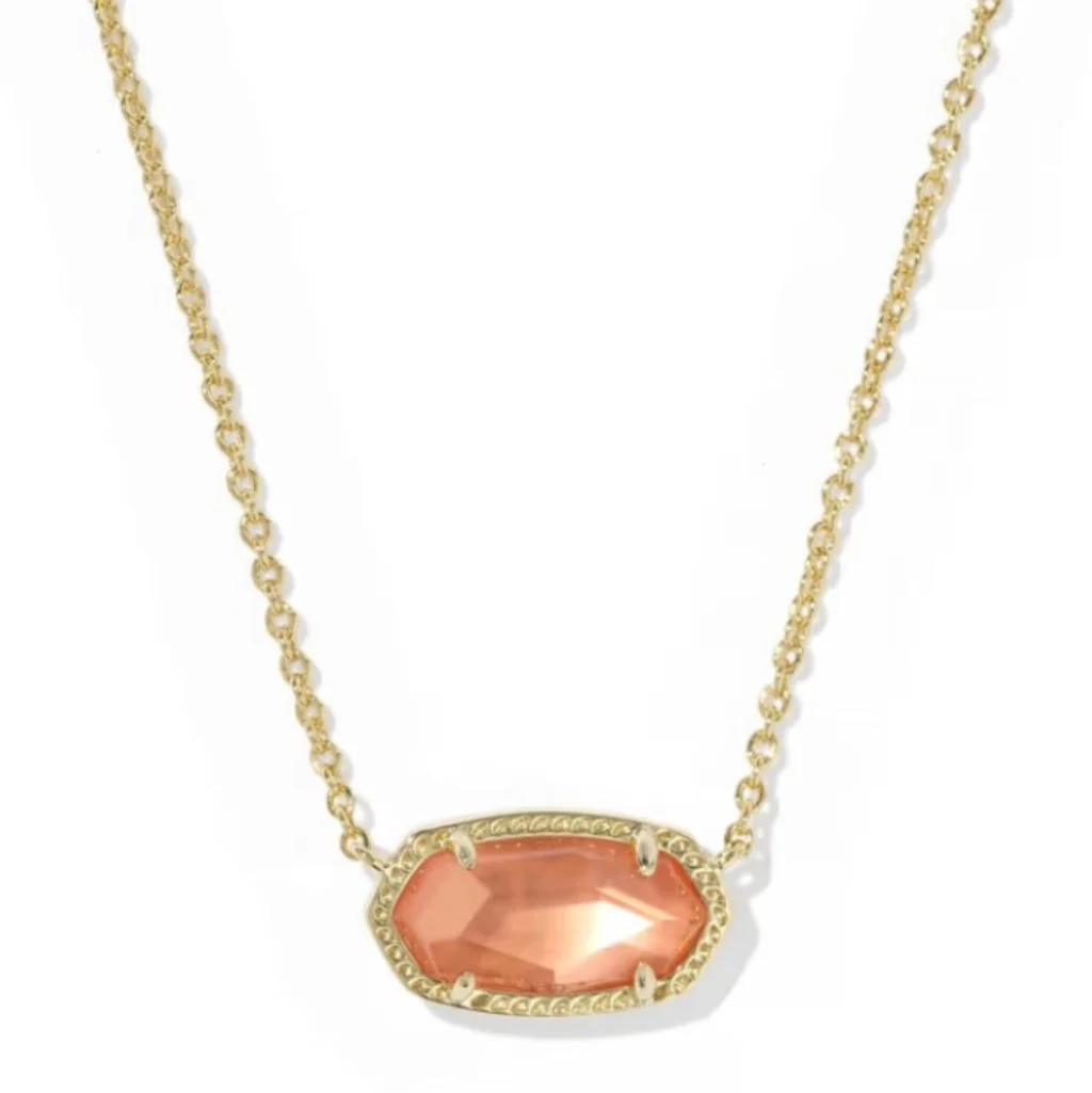 Kendra Scott : Elisa Gold Burnt Orange Pendant Necklace - Image 3