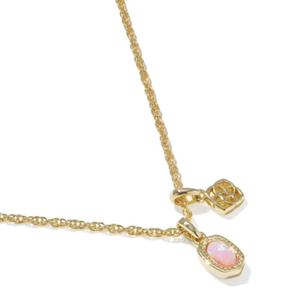 Kendra Scott : Mini Elisa Dira Gold Pink Necklace