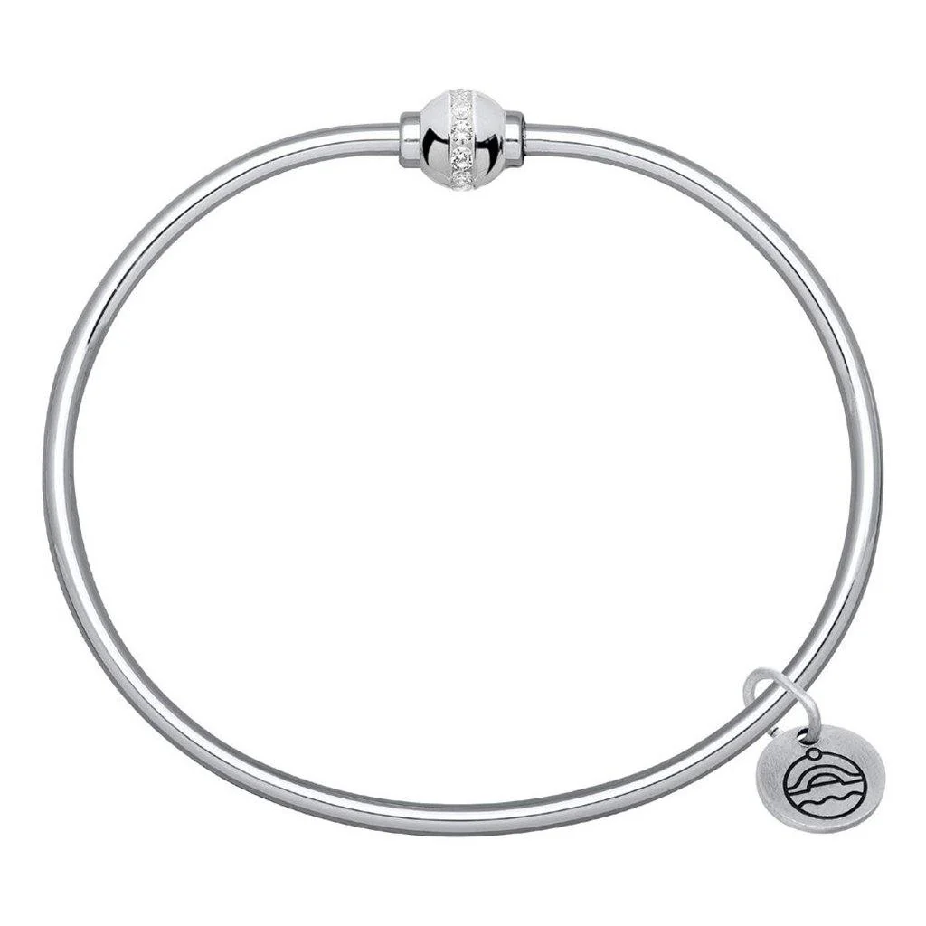 Cape Cod : Single Ball Bracelet - Sterling Silver with Cubic Zirconia - Image 3