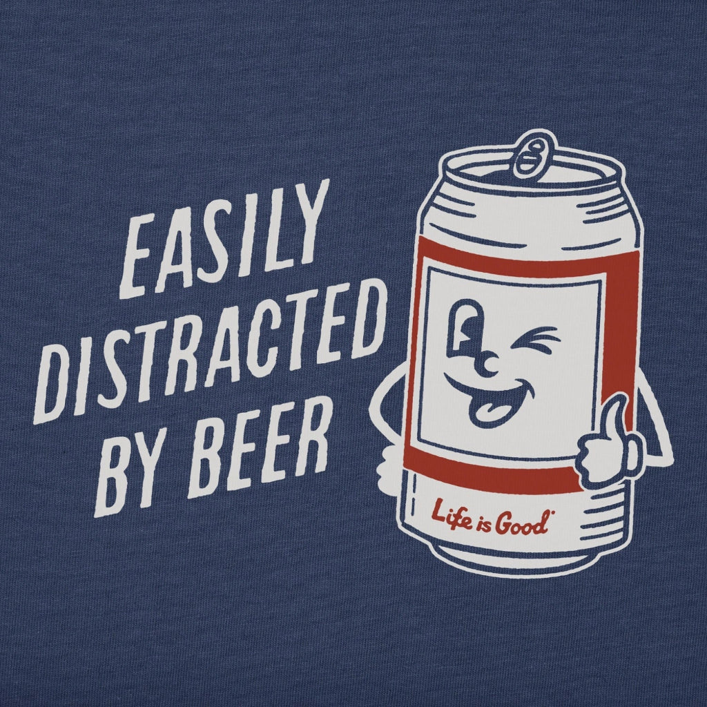 Life Is Good : Men's Easily Distracted by Beer Can Short Sleeve Crusher T-Shirt - Image 2