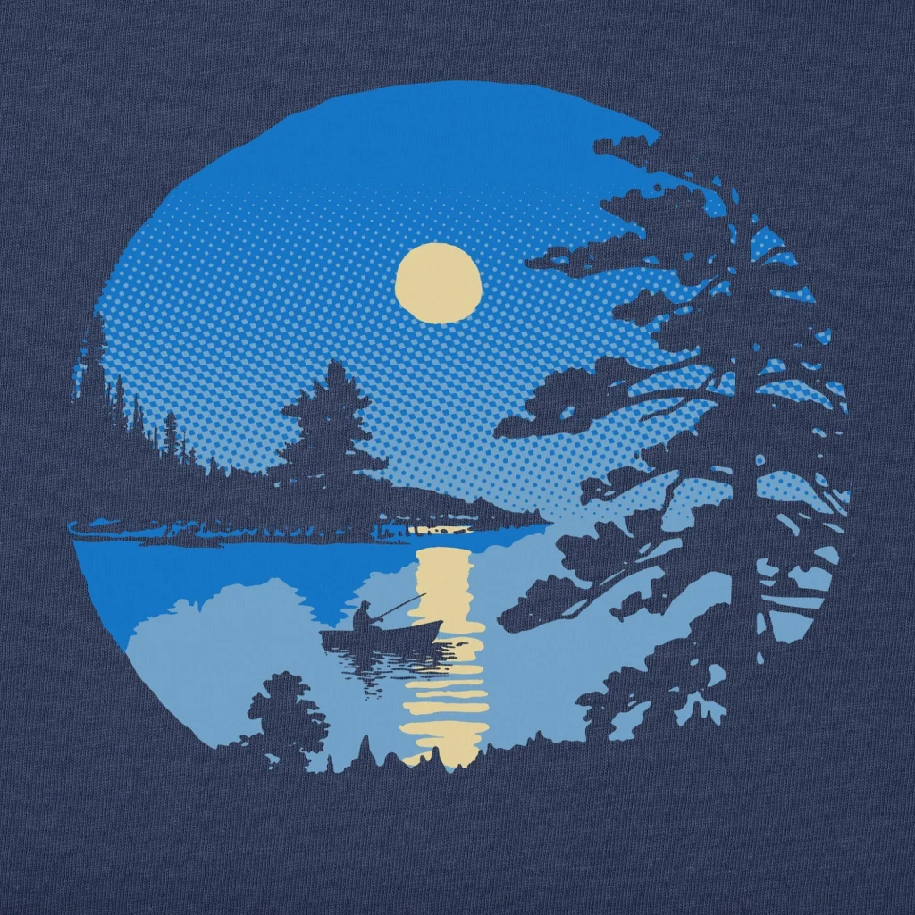 Life Is Good : Men's Moonlit Lake Boat T-Shirt - Image 4