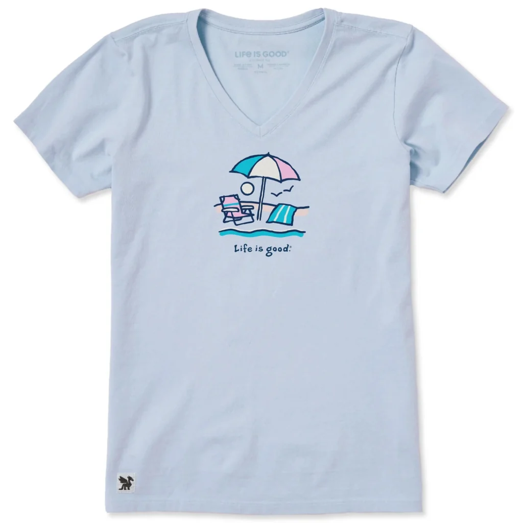 Life Is Good : Women's Beach Umbrella Scene T-Shirt