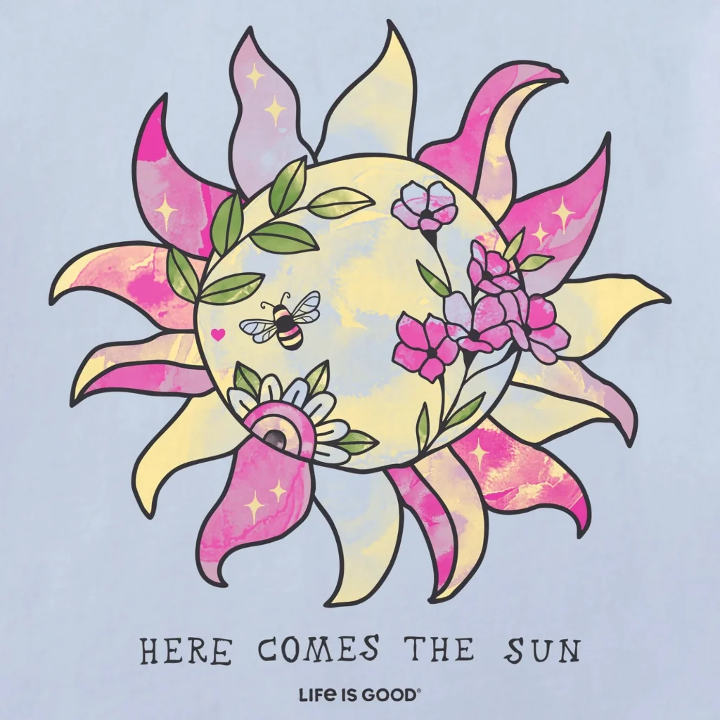 Life Is Good : Women's Here Comes the Sunshine Bloom Short Sleeve T-Shirt - Image 2