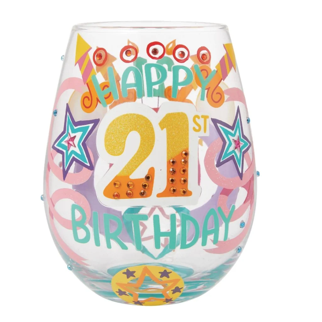 Lolita : Happy 21st Stemless Wine Glass